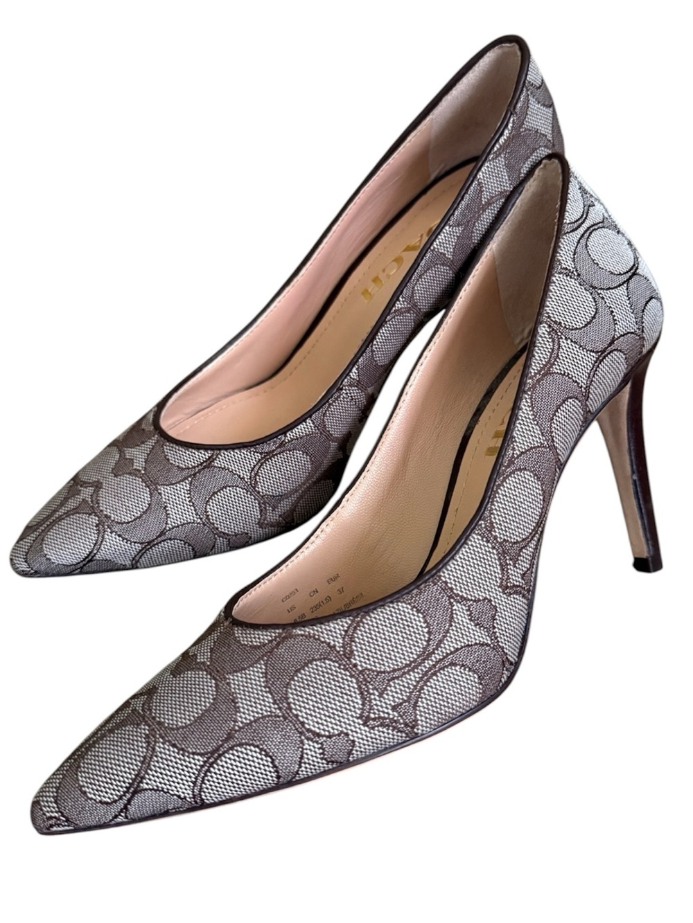 Coach Skyler Signature Jacquard Pointed Toe Pumps Oak/Maple Women’s Size 6.5B